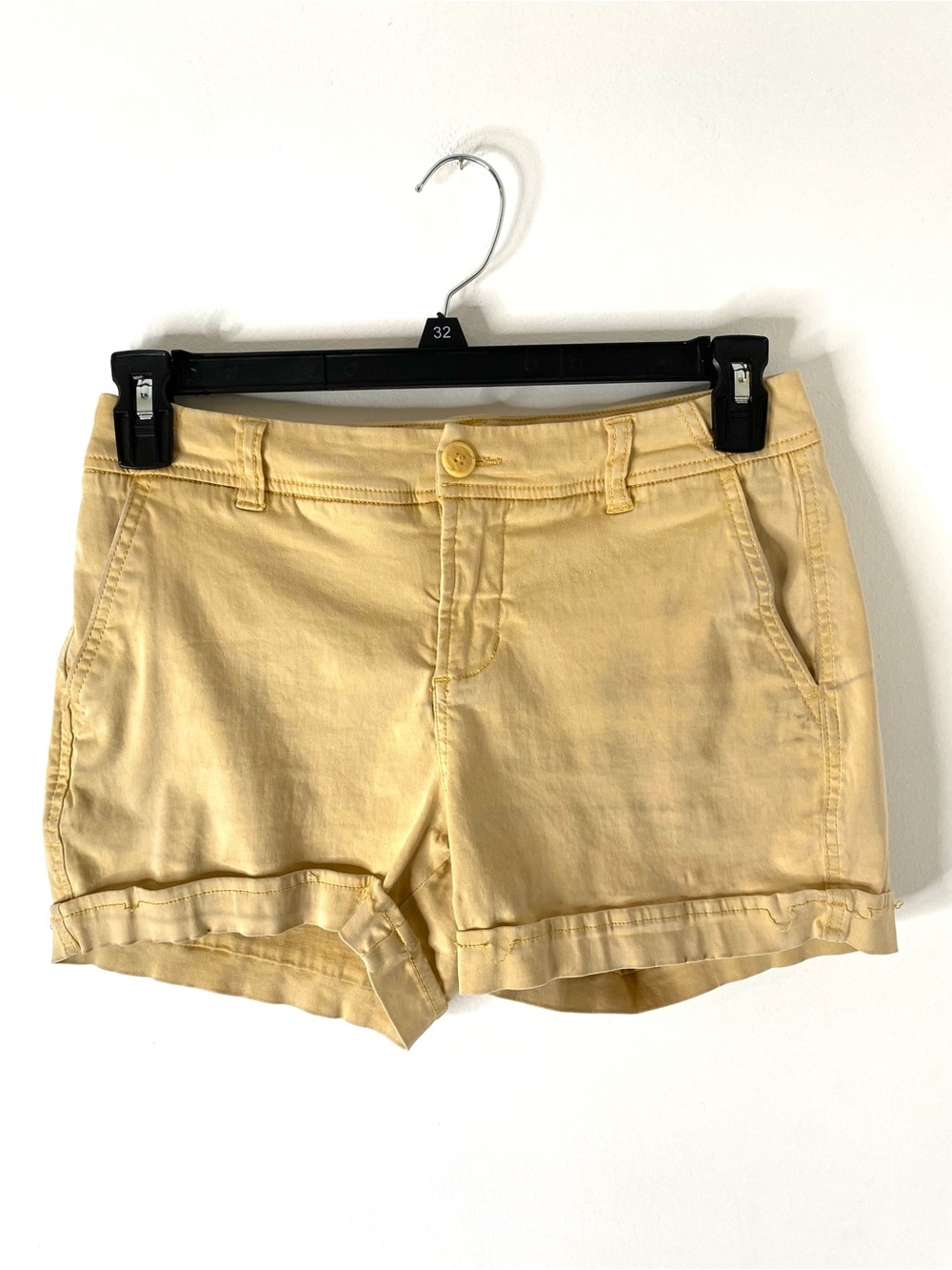 Liverpool Los Angeles Yellow Chino Shorts Rolled Hem Stretch Mid Rise